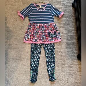Matilda Jane girls Sz 14 outfit Valentine hearts tunic with leggings